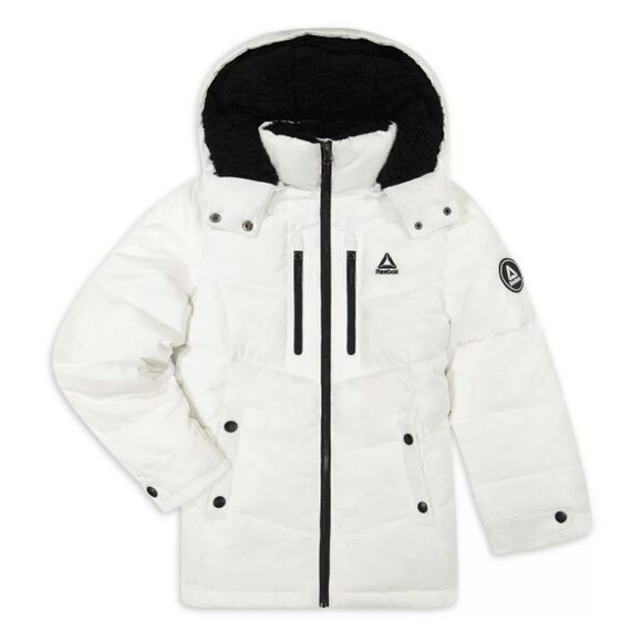 Reebok Girls 4 Hooded Winter Puffer Coat